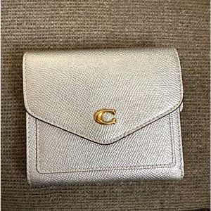 Silver Metallic Coach Leather Wallet